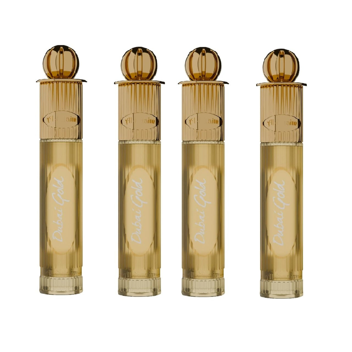 Al-Nuaim Dubai Gold Alcohol Free Attar Roll On for Men - Pack of 4 (6ml Each) | Exquisite & Long Lasting Fragrance