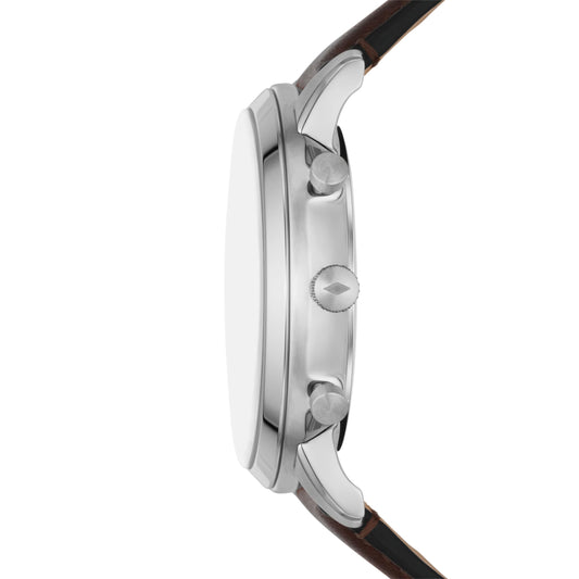 Fossil Men's Neutra Arabic Chronograph Stainless Steel Watch, Color: Silver/Brown/Black Arabic (Model: FS6024)