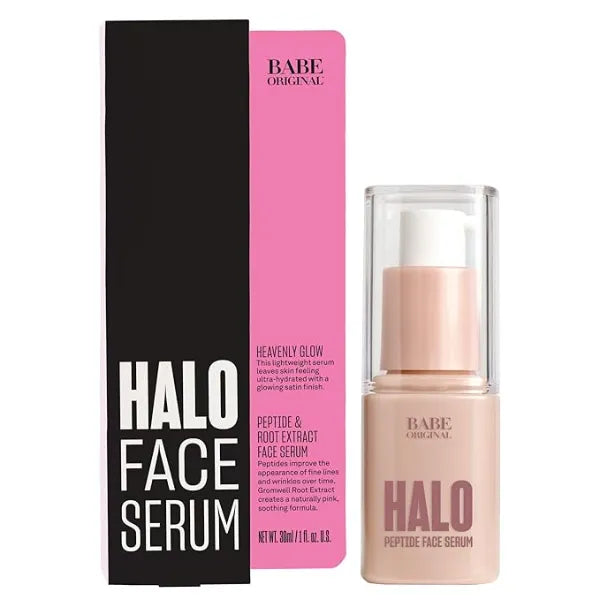 Babe Original Halo Peptide Face Serum for Women, Face Moisturizer Face Cream for Hydrated, Plump & Soothed Skin with Pink Root Extract, Hyaluronic Acid, Peptides & Amino Acids