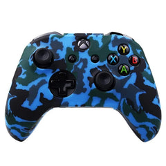 eWINNER Soft Silicone Gamepad Pad Joystick Case Skin Protective Cover & 8 x PRO Thumb Grip Caps Set compatible with Microsoft Xbox One/S/X Wireless Controller Grip Case (Camo Blue)
