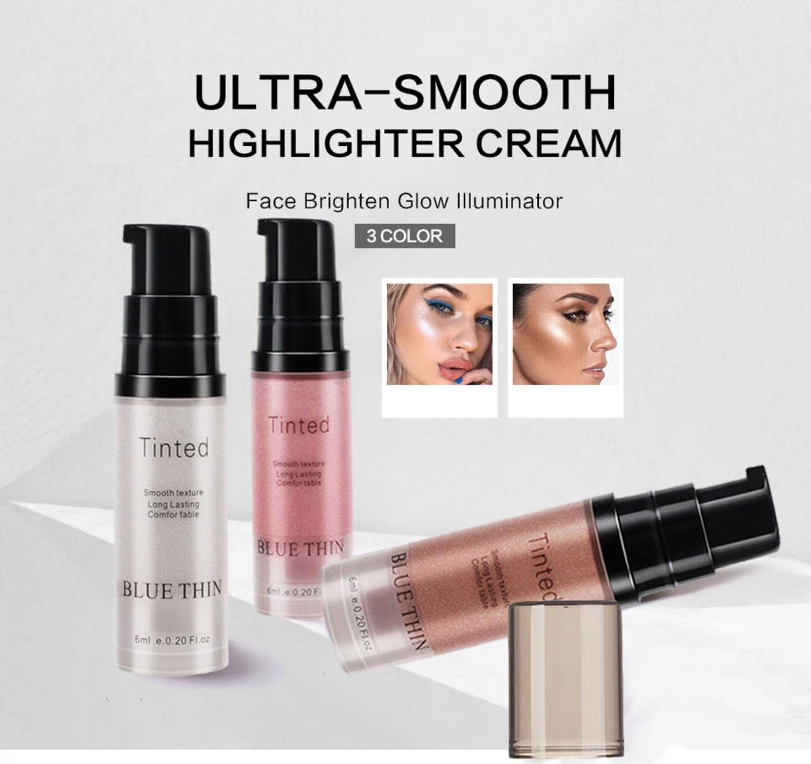 Body Contour Highlighter Makeup, Face Body Glow Illuminator, Face Highlighter Makeup Cream, Waterproof Smooth Liquid Spray Bronzer Luminizer Shimmer Foundation Make Up