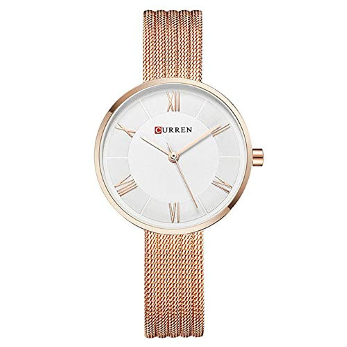 CURREN 9020 Quartz Round Dial Stainless Steel Strap Waterproof Watch for Women - Rose Gold