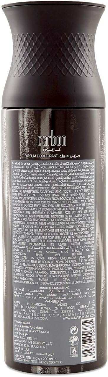 Ajmal 1 Carbon Homme for Men, 1 Wisal Dhahab for Men, 1 Nightingale and 1 Distraction for Men & Women Deodorants each 200ML Combo pack of 4 (Total 800ML) + 4 Parfum Testers