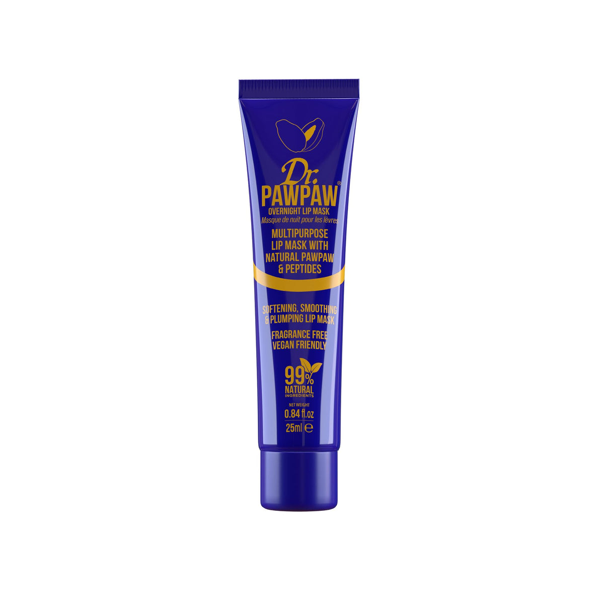 Dr.PAWPAW Overnight Lip Mask - Multi-Purpose Balm, Natural Pawpaw & Peptides Smooth Skin, Cracked Lips, Vegan, Ethical Beauty & Fregrance Free (25 ml)