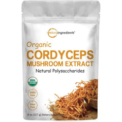 Micro Ingredient Organic Cordyceps Mushroom Extract Powder, 8 Ounces | 100:1 Fruit Body & Mycelium Extract | Active Polysaccharides & Cordycepic Acid