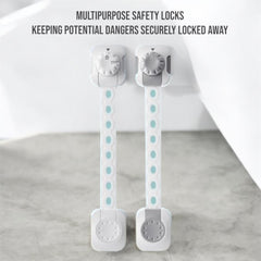 H&A Child Safety Latches - Child Locks for Cabinets - 3M Adhesive Drawer locks for Babies - Adjustable Baby proofing set for Cupboard, Toilet, Oven, Fridge, Door, Window (Grey, Pack of 6)