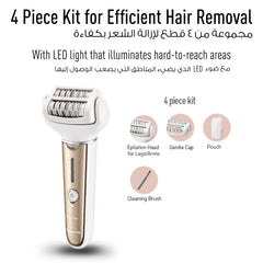 Panasonic Cordless Shaver & Epilator Es-El3A For Women 4-Piece Kit, Gentle Wet/Dry Hair Removal For Legs, Underarms, Bikini