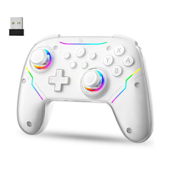YOOJ Wireless Controller for Switch/Switch 2/PC/Steam Deck/Android, Hall Effect Joysticks & Triggers, Gamepad with RGB Light/Turbo/Programmable/Dual Vibration Bluetooth USB Adapter for PC (White)