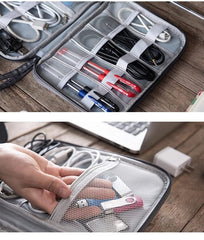 Electronics Travel Bag Organizer - Portable USB Cords Organizer Bag - Storage Bag for Cables, Power Bank, Hard Disk - Pasit Waterproof - Cable Organizer Bag for Electronic Accessories - Blue
