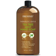 First Botany Tea Tree Mint Hand Soap - Liquid Hand Soap with Peppermint, Jojoba & Coconut Oil Multipurpose Liquid Soap Natural Bathroom Soap & Liquid hand wash - 16 oz