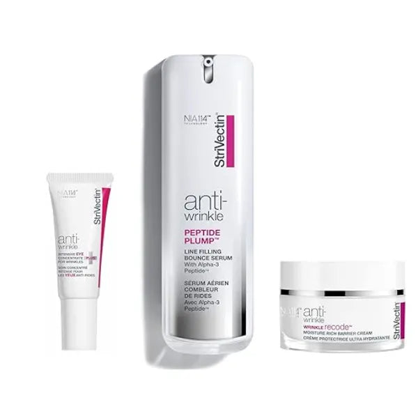 StriVectin Antiwrinkle Bundle, Anti Wrinkle Peptide PlumpSerum, Wrinkle Recode Moisture Rich Barrier Cream, Anti-Wrinkle Intensive Eye Cream