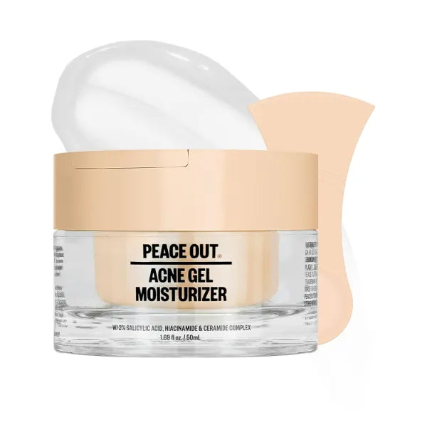 PEACE OUT Acne Gel Moisturizer for Oily Skin, Hydrating Face Cream for Acne-Prone Skin with 2% Salicylic Acid, Niacinamide and Ceramides to Reduce Blemishes & Boost Hydration (1.69 fl oz)