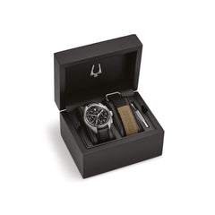 Bulova Men's Archive Series Lunar Pilot 6-Hand Chronograph High Performance Quartz Stainless Steel and Black Nylon Strap Watch Set, Sapphire Crystal Style: 96B251 - Black