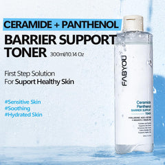 FABYOU Ceramide Panthenol Skin Barrier Support Toner 300ml – Korean Skincare for Deep Hydration, Soothing & Moisture Barrier care with a Non-Sticky, Gentle Daily Toner for Sensitive & Dry Skin
