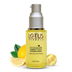 Lotus Herbals WhiteGlow Vitamin C and Gold Radiance Face Serum | For Dull & Dry Skin | Brightening & Hydrating | 30ml, Yellow