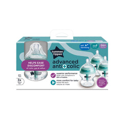 Tommee Tippee Baby Bottles, Advanced Anti-Colic Baby Bottle with Slow Flow Breast-Like Teat, 150ml, 0m+, Self-Sterilising, Baby Feeding Essentials, Pack of 3