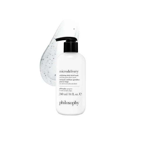 philosophy microdelivery exfoliating daily facial wash with fine grain desert earth & gentle amino acids, scrubs away impurities & dead skin cells to alleviate dryness and rough texture - 8 Fl. Oz - Bottle Pump Included