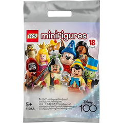 LEGO 71038 Disney Edition Minifigures 100, 1 of 18 Characters to Collect, Mickey Apprentice Sorcerer, Stitch, Mulan and More (Random Picked Unit)