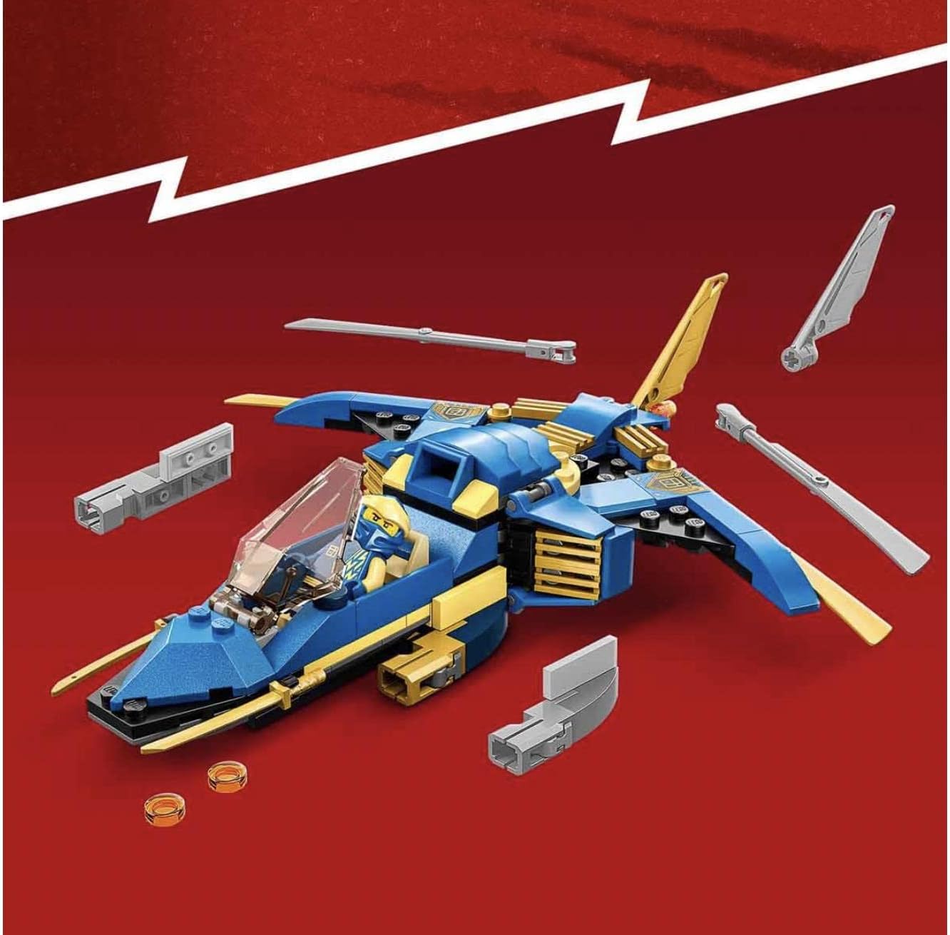 LEGO 71784 NINJAGO Jay’s Lightning Jet EVO, Upgradable Toy Plane, Ninja Airplane Building Set, Collectible Birthday Gift Idea for Kids, Boys and Girls Age 7 Plus