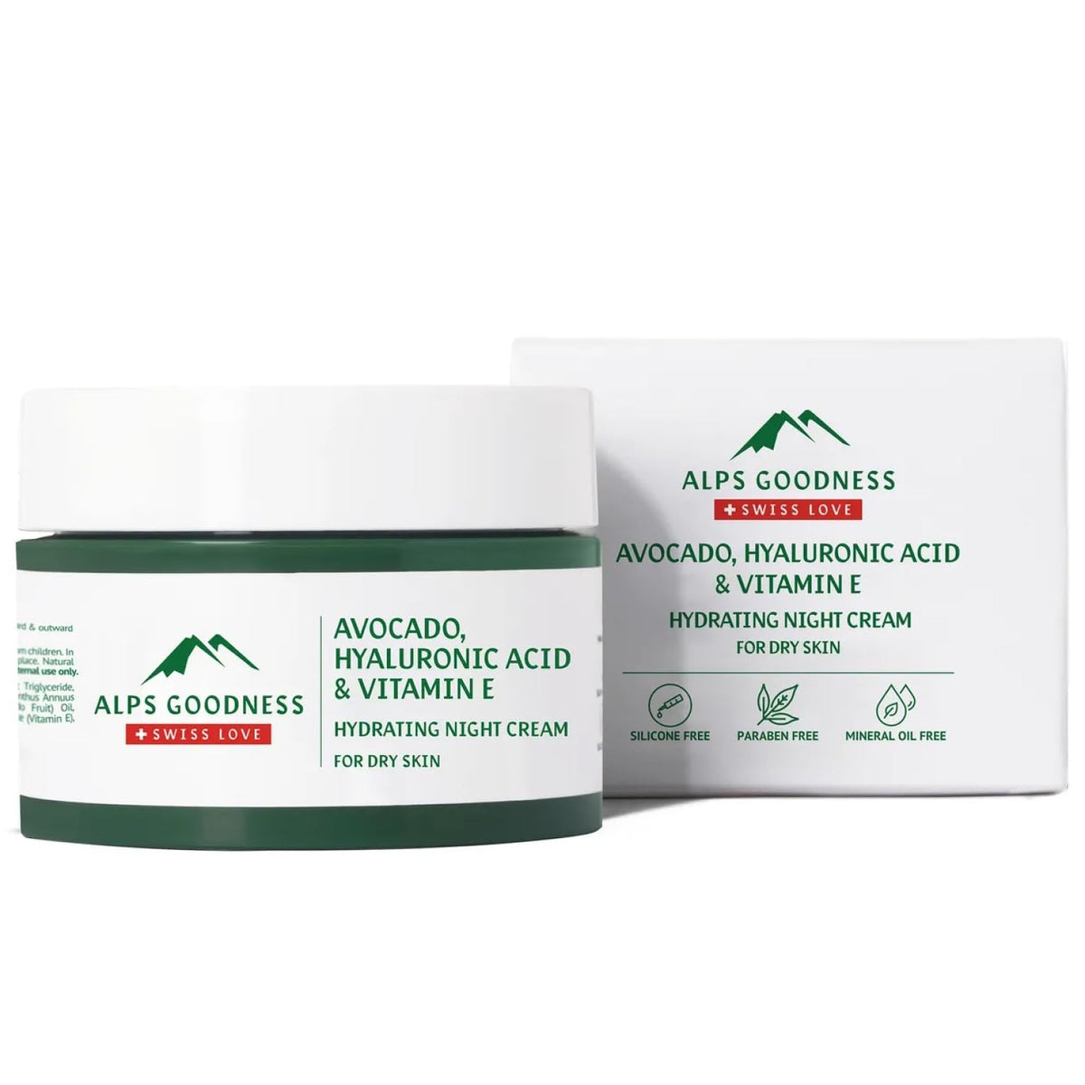Alps Goodness Avocado, Hyaluronic Acid & Vitamin E Hydrating Night Cream For Dry Skin, 50 g | Face Moisturizer For Dry Skin | No Parabens, Silicones, Sulphates & Mineral Oil | Oil Free Night Cream