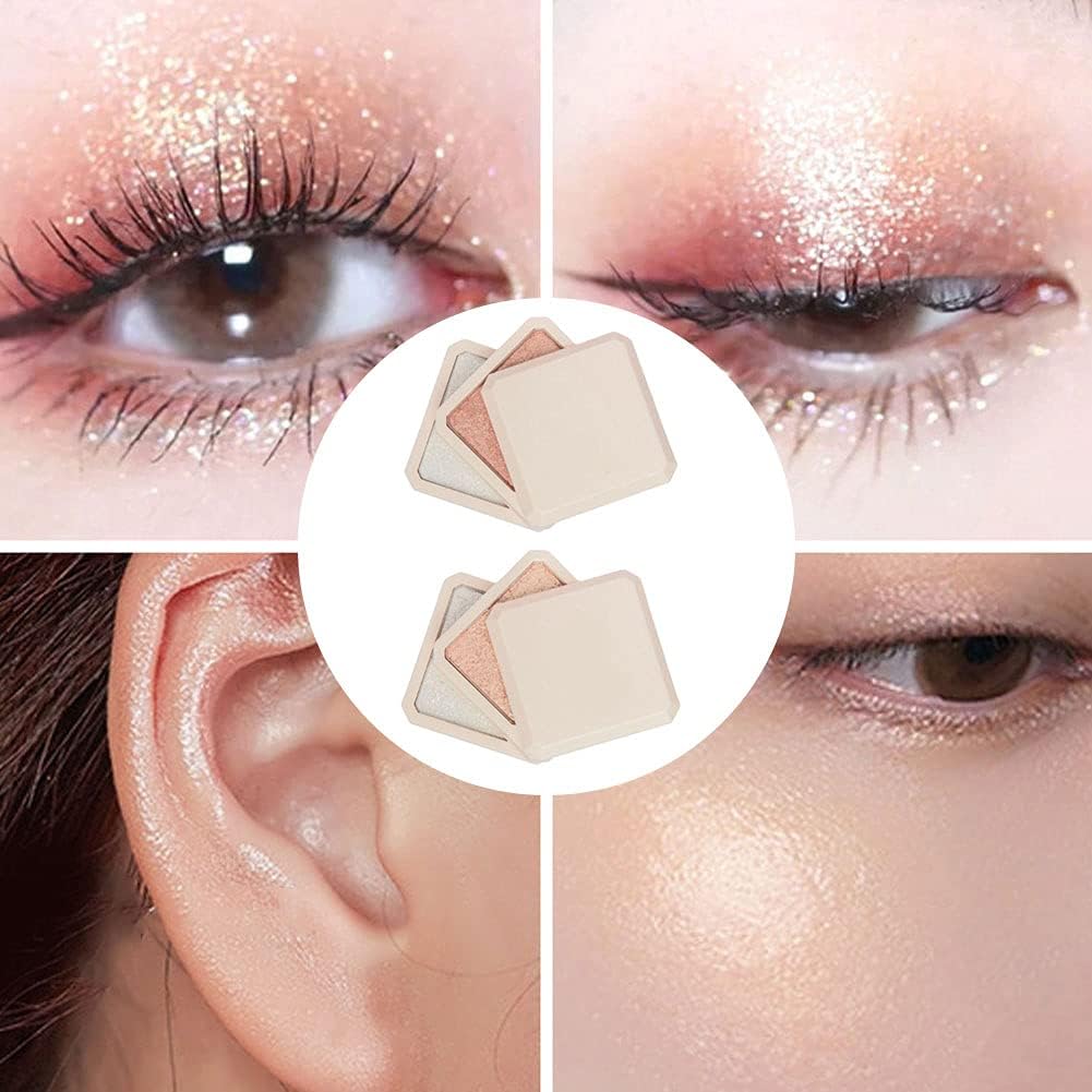 Highlighter Powder Double layer Face Bronzer Shadow Shimmer Powder Cheek Matte finish Blush Makeup Tool 12g Style 2