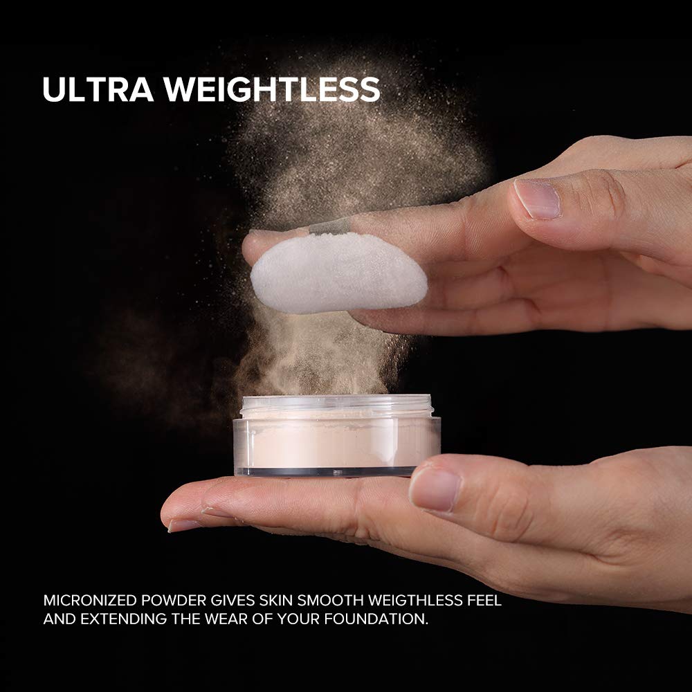 Oil Control Loose Powder Setting Make Up Waterproof Poreless Long Lasting Soft-Matte Face Powder Makeup, 0.32Oz (03)