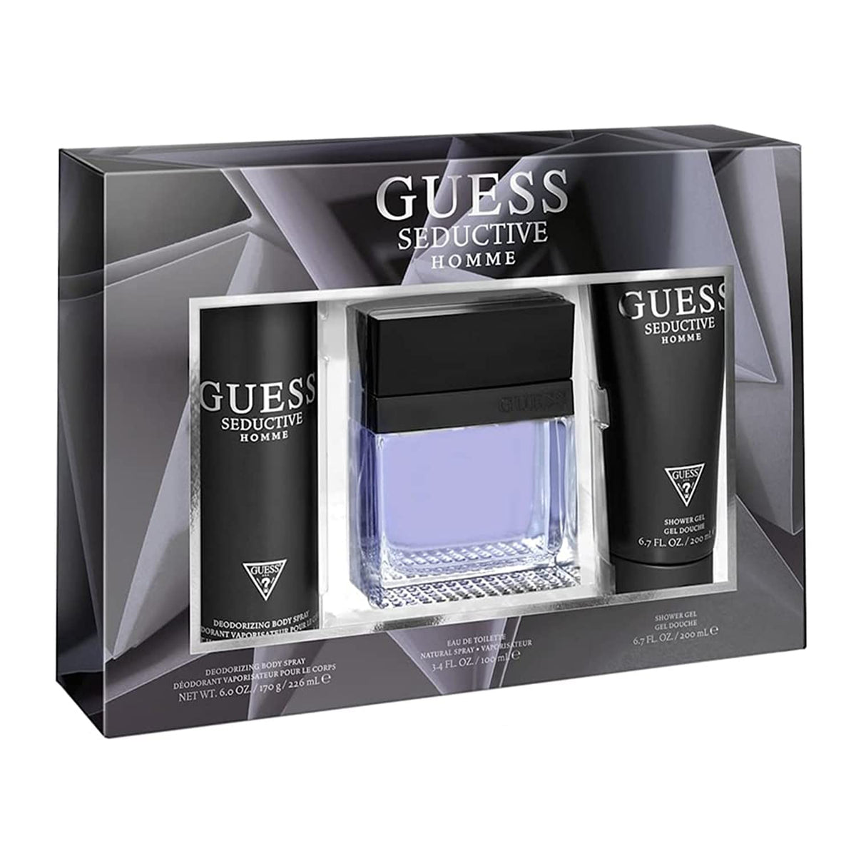 GUESS Seductive Eau de Toilette 100 ml + Shower Gel 200 ml + Body Spray 226 ml, Gift Set for Men