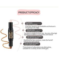 POOWO Double-Ended Wonder Contouring Pen Bronzer and Highlighter Stick Facial Makeup Contour Concealer Cosmetic for 3D Makeup Effect(2) Makeup Supplies