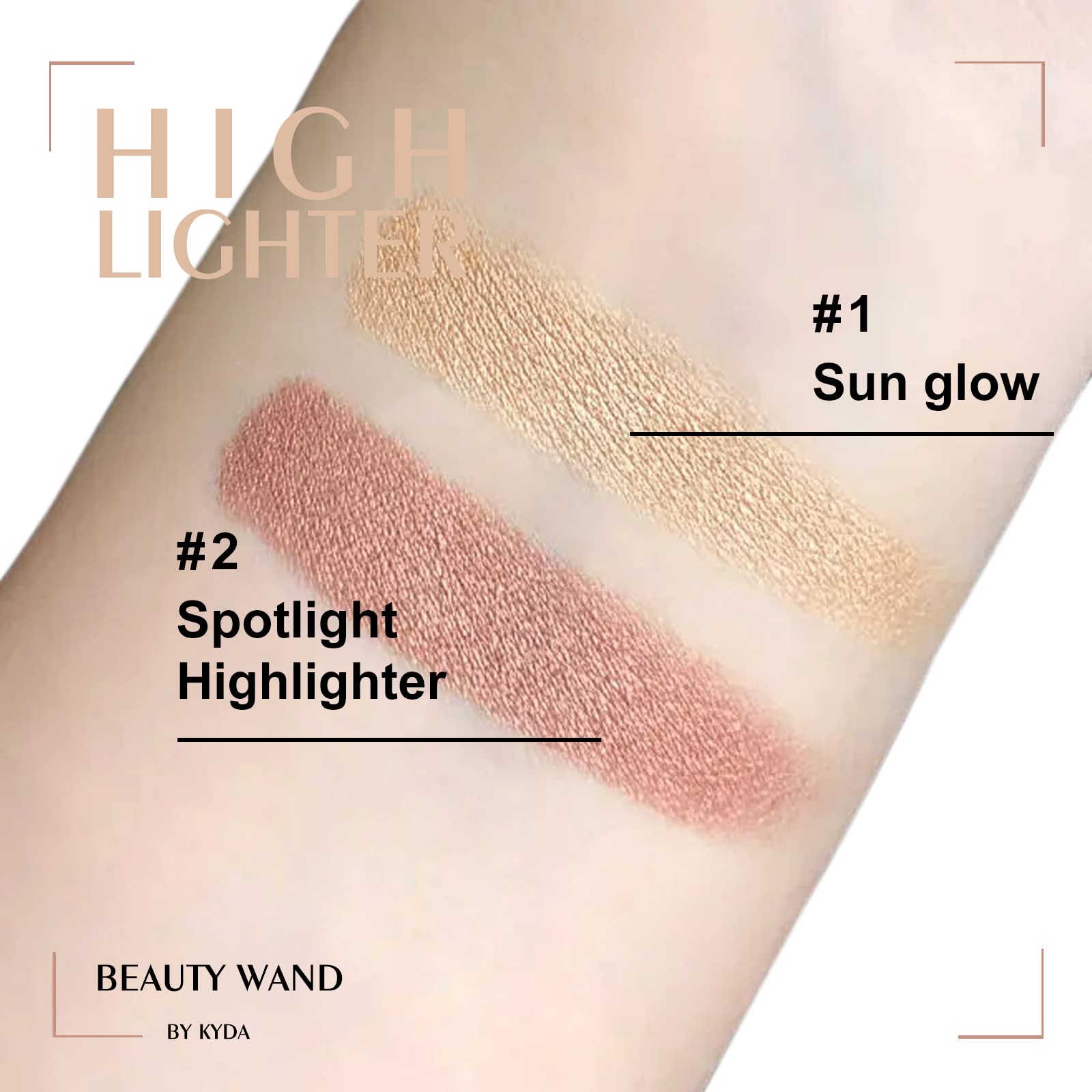 NLLNT Highlighter Beauty Wand, Liquid Face Touch Illuminator with Cushion Applicator, Long Lasting Natural Shimmer Silky&Smooth Cream Highlighter Bronzer Makeup, 0.41 fl.oz-#01 Sun Glow