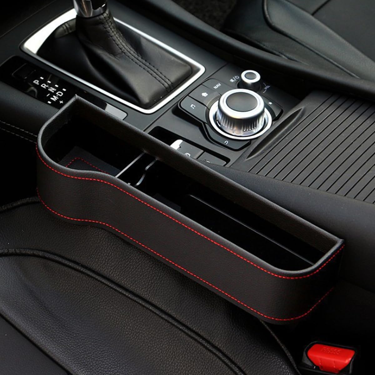 ECVV 2 Pack Car Seat Gap Organizer Storage Box Cup Holder Car Console Side Pockets PU Leather Cellphones Key Cards Sunglasses Small Items Car Interior Accessories