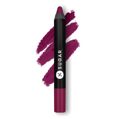 Sugar Cosmetics Matte as Hell Crayon Lipstick 12 Baby House Man (Dark Pink) with Free Sharpener, 0.1 oz
