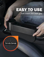 SYDA Car Seat Gap Filler, Car Seat Organizer with Cup Holder, Practical Car Organizer for Car Accessories Interior,Holding Phone, Wallet, Cup(Black)