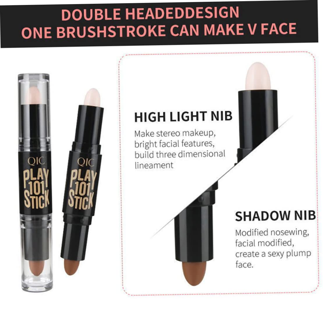 Double-Ended Wonder Contouring Pen Bronzer and Highlighter Stick Facial Makeup Contour Concealer Cosmetic for 3D Makeup Effect(2#)1pc