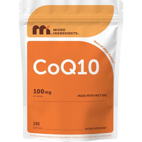 Micro Ingredients CoQ10 100 mg Per Serving, 240 Softgels | Coenzyme Q10 (Ubiquinone) Supplement | Made with MCT Oil | Non-GMO, Gluten Free