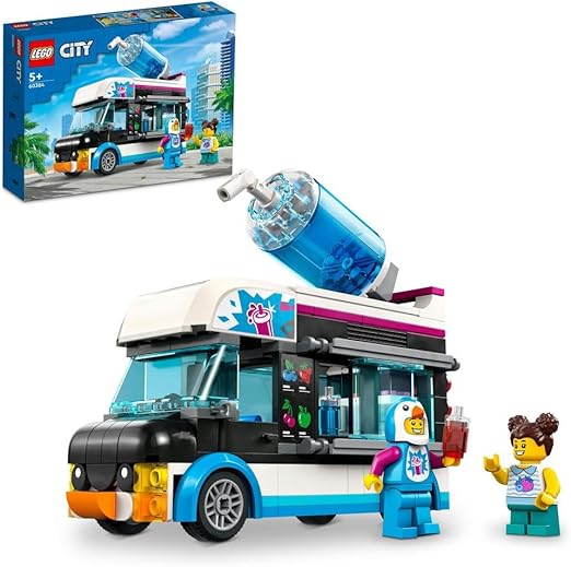 LEGO 60384 City Penguin Slushy Van, Truck Toy for 5 Plus Year Old Kids, Boys & Girls, Vehicle Building Set with Cosutme Figure, Summer Series, Gift Idea