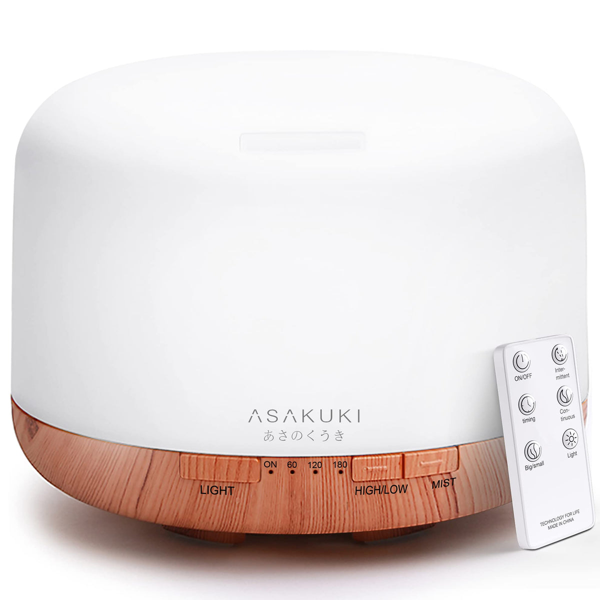 500ml Premium, Essential Oil Diffuser with Remote Control, 5 in 1 Ultrasonic Aromatherapy Fragrant Oil Humidifier Vaporizer, Timer and Auto-Off Safety Switch