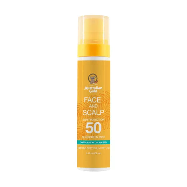 Australian Gold Face & Scalp Sunscreen Mist SPF 50 | Non-Greasy, 3.4 Fl Oz