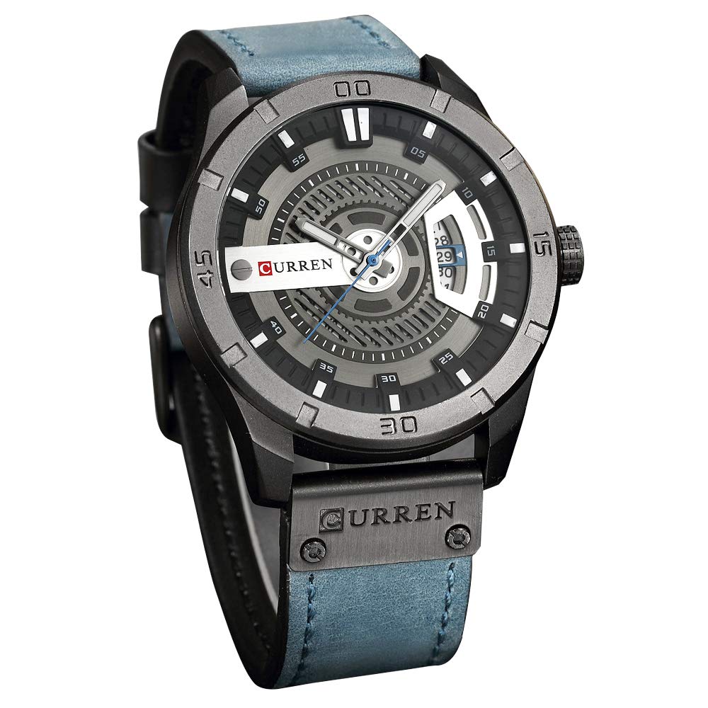 Men's Military Sports Business Casual Fashion Watches Date Quartz Watch Casual Leather Men's Wrist Watches 8301 - Multi