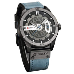 Men's Military Sports Business Casual Fashion Watches Date Quartz Watch Casual Leather Men's Wrist Watches 8301 - Multi