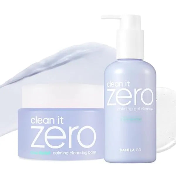 BANILA CO Clean It Zero Calming Double Cleanse Set Calming Cleansing Balm 100ml + Gel Cleanser 200ml CICA & Amino Acid Vegan Skincare for Sensitive Skin