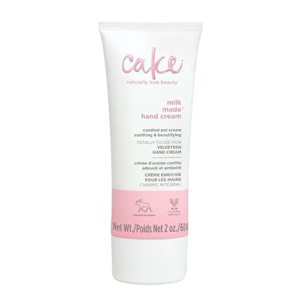 Cake Beauty Velveteen Hand Cream, Milk Made Soothing, Lightweight Hand Cream Oat Extract Concentrate, Marshmallow Root Extract & Shea Butter Travel Sized Hand Cream 60 Ml