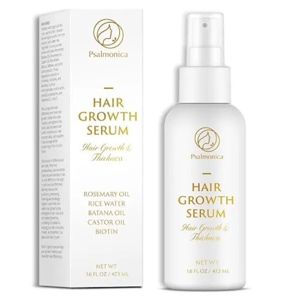 Psalmonica Hair Growth Serum: Rosemary Batana Castor Oil Rice Water Biotin Hair Oils for Hair Growth 1.6fl oz