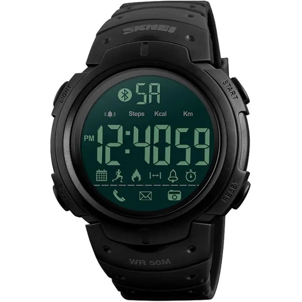 SKMEI Men's Sport Watch Remote Camera Calorie Bluetooth Digital Wristwatches -Black