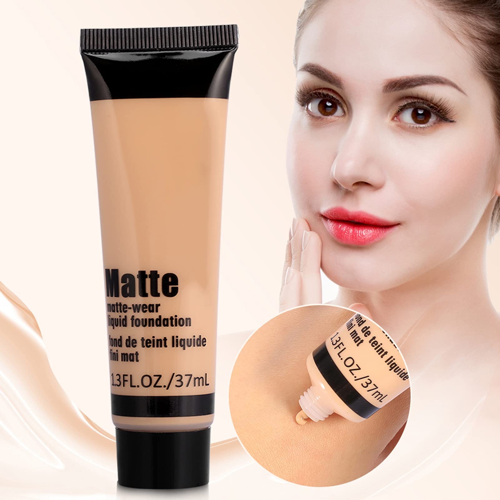 Smooth Makeup Base Face Liquid Foundation, Matte Wear Concealer Sun Protection Cream, Full Coverage Foundation (#6)
