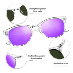 KANASTAL Polarized Horn Rimmed Sunglasses for Men and Women, Classic Half Frame Sun Glasses, Semi Rimless Shades for Womens 100% UV400 Protection Driving