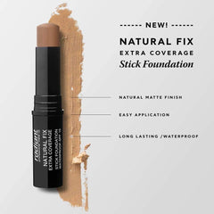 Radiant Professional Natural Fix Extra Coverage Stick Foundation - Full Coverage Waterproof Foundation & Contouring Stick - SPF 15 Paraben & Oil Free Matte Finish - 8.5 g - Peanut (04)