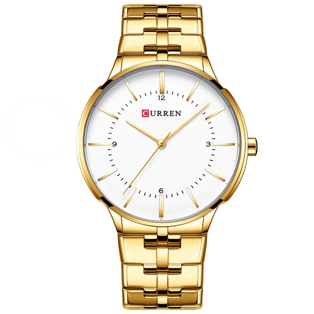 CURREN 8321 Watch Quartz Men Gentlemen Brand Stainless Steel Daily Waterproof Round Dial Wrist Fashion Business Watch - Gold
