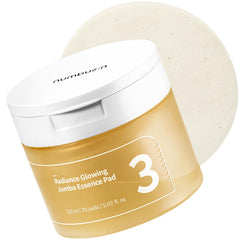 numbuzin No.3 Toner Pads | Radiance Glowing Jumbo Essence Pad | Clear Glass Skin, Skin Radiance, Texture Care | Biodegradable Vegan Pads, Fermented Ingredients, Niacinamide | 70 pads/150ml