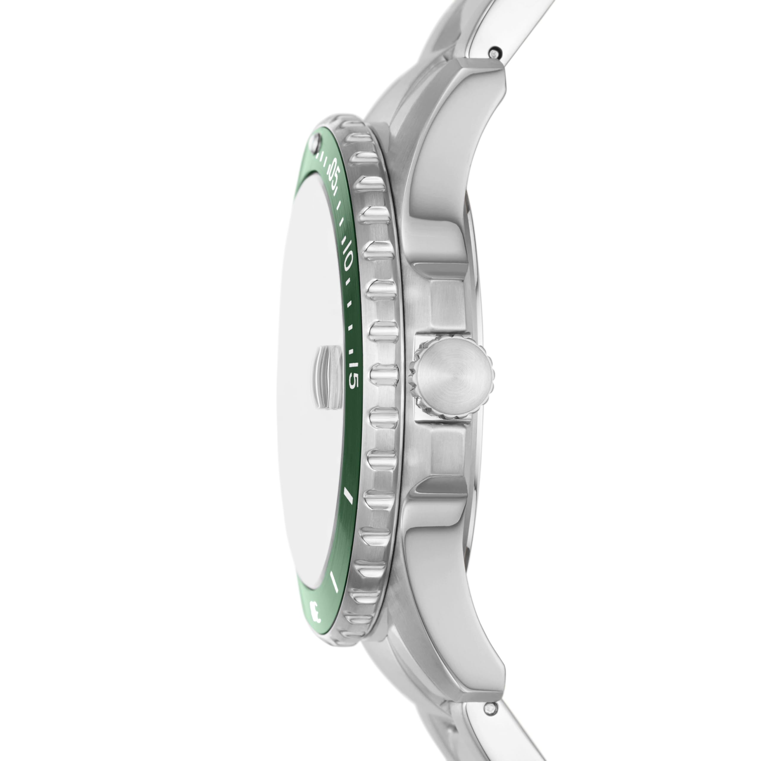 Fossil Men's Blue Quartz Stainless Steel Three-Hand Watch, Color: Silver/Green Taper (Model: FS6033)