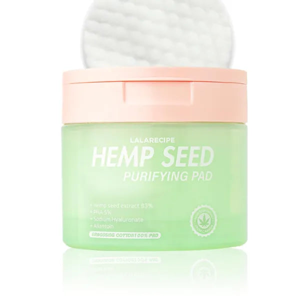 LALARECIPE Hemp Seed Purifying Facial Pads – Korean Toner Pads with 83% Hemp Seed Extract & 5% PHA – Gentle Exfoliating & Hydrating Skincare for Sensitive & Troubled Skin (70 Pcs)